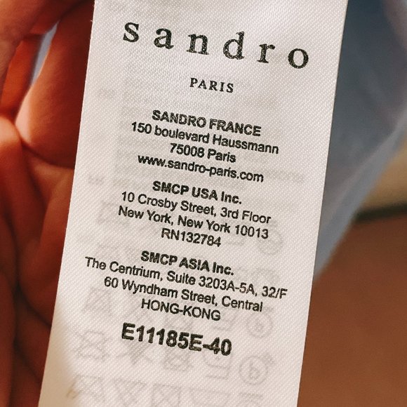 Sandro Top With Beaded Jewelled Collar Sky Blue - Picture 8 of 9